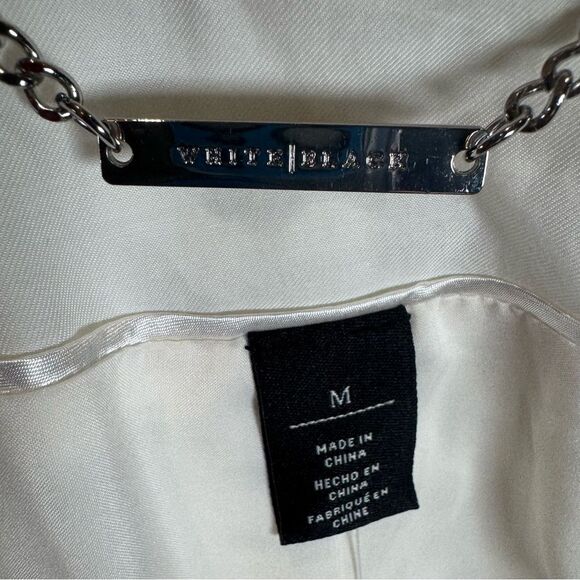 White House Black Market luster twill white sleeves trench coat size medium NWT - Picture 9 of 12
